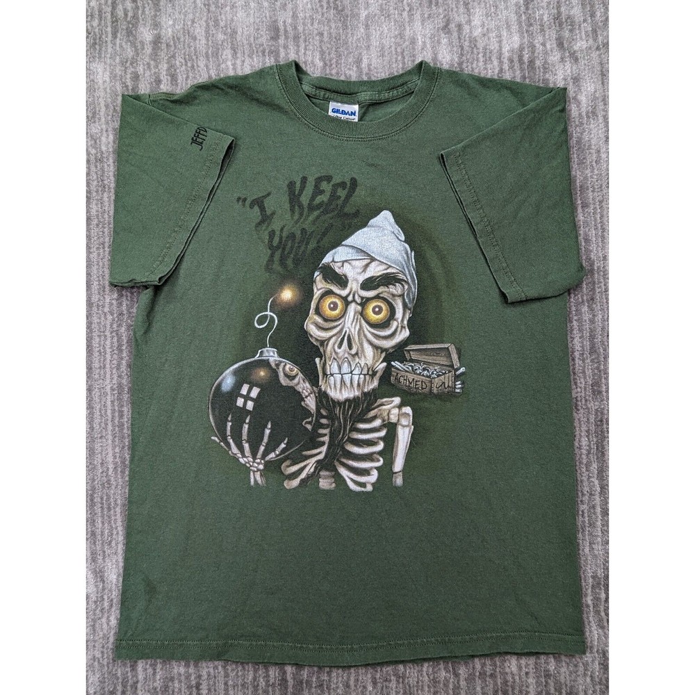 Vintage 2000s Jeff Dunham Achmed I Keel You Shirt Size Medium Cotton Green